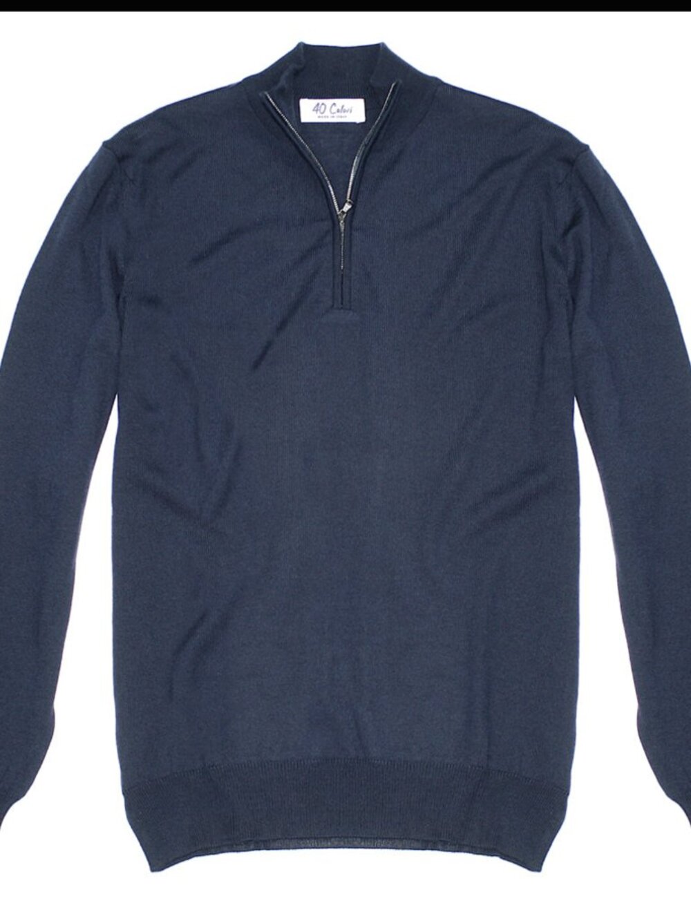 Dark Navy Italian Merino 1/4 Zip by 40COLORI Italy